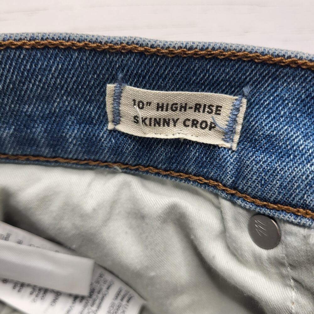 Madewell 10" High Rise Skinny Crop Jeans Distressed Hem Light Horne Wash 26 - Picture 10 of 11